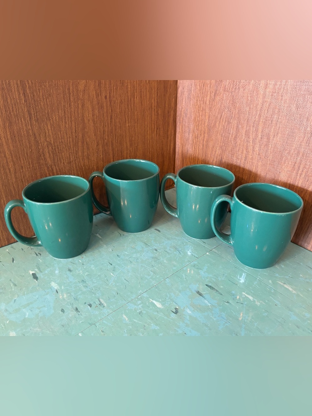 Vintage 1980’s Corelle mugs hunter green forest green set 4